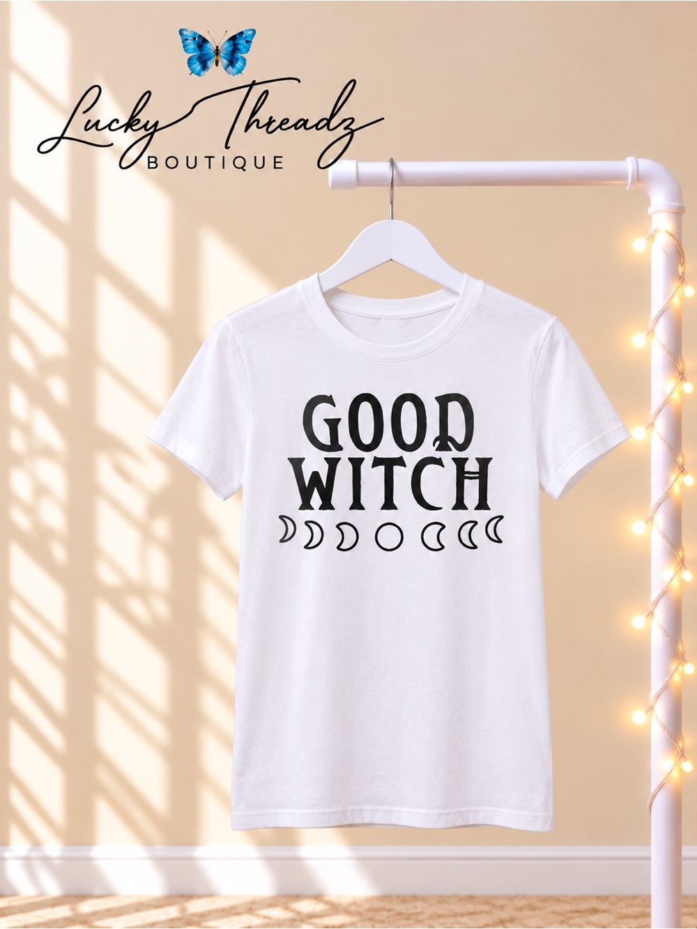 Good Witch Graphic Tee Small White Halloween Moon Phases Shirt Celebrate It